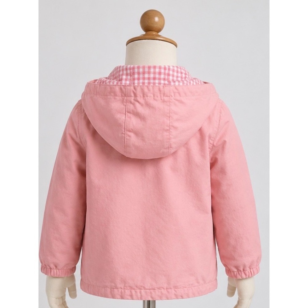 Baby Gap Pink Hooded Gingham Lined Jacket Girls 12-18 Months RN 54023 - Picture 2 of 6
